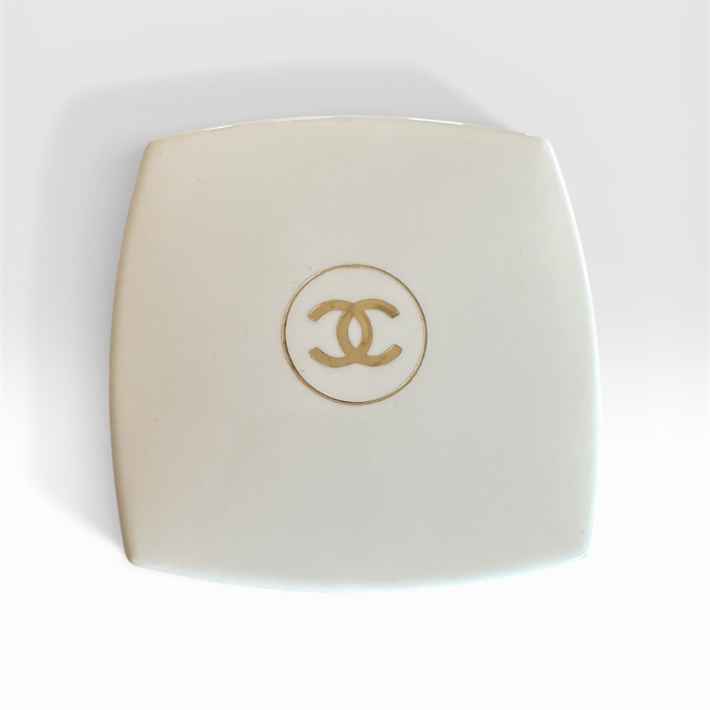 Vintage Chanel White Bath Powder Case Empty Container